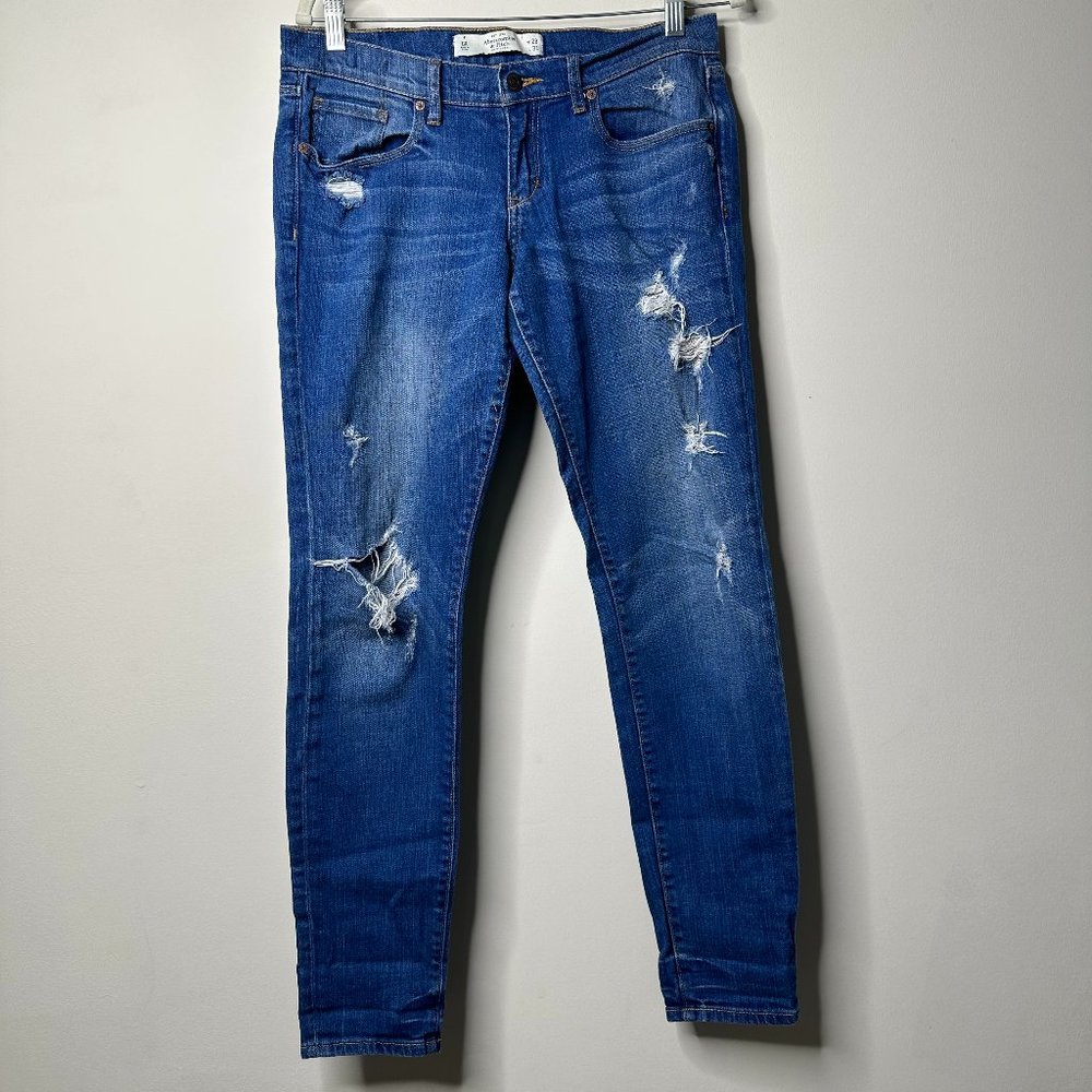 Abercrombie & Fitch Blue Distressed Perfect Stretch Jeans Women's 6R